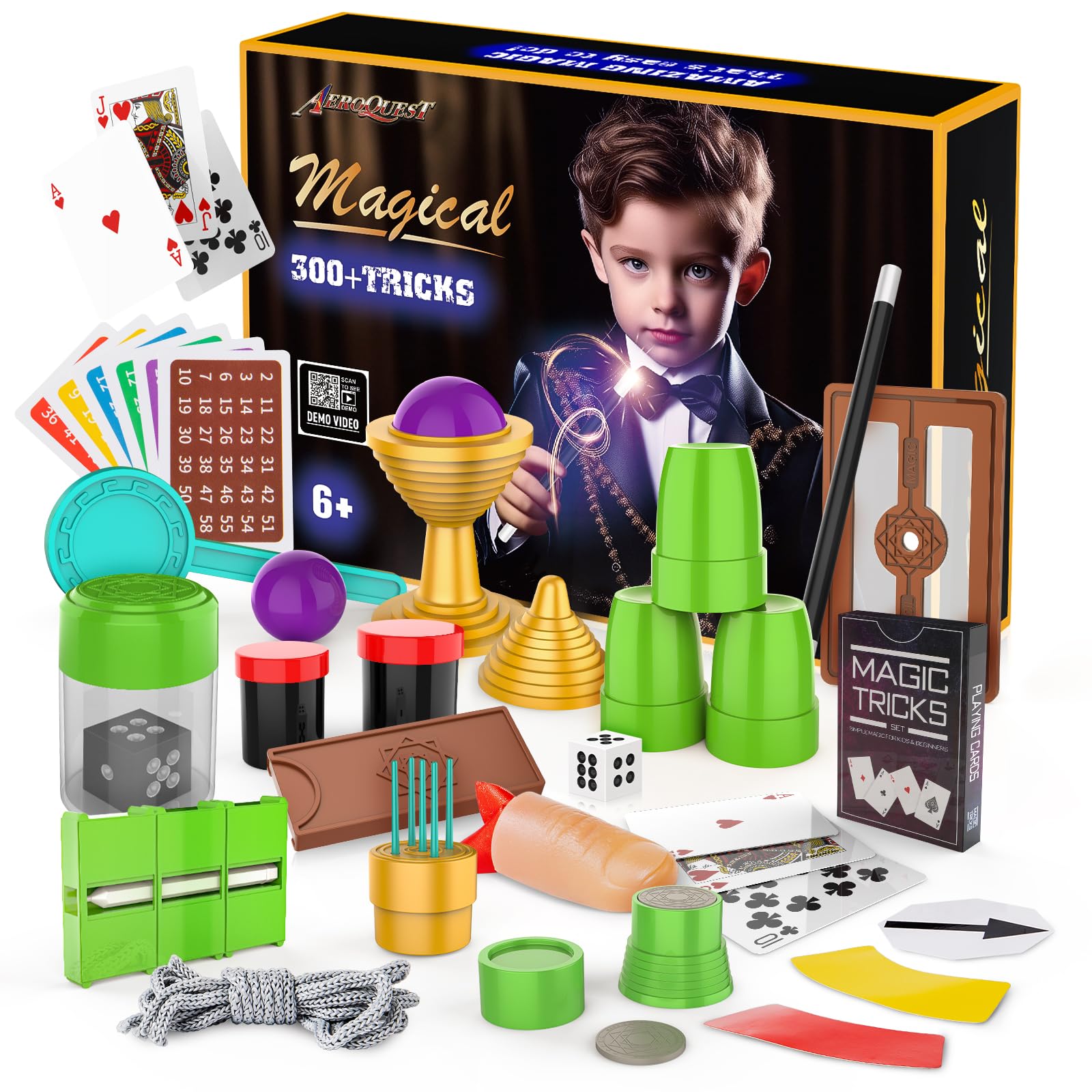 AEROQUEST Magic Kit, Magician Set with 300+ Tricks, Wand