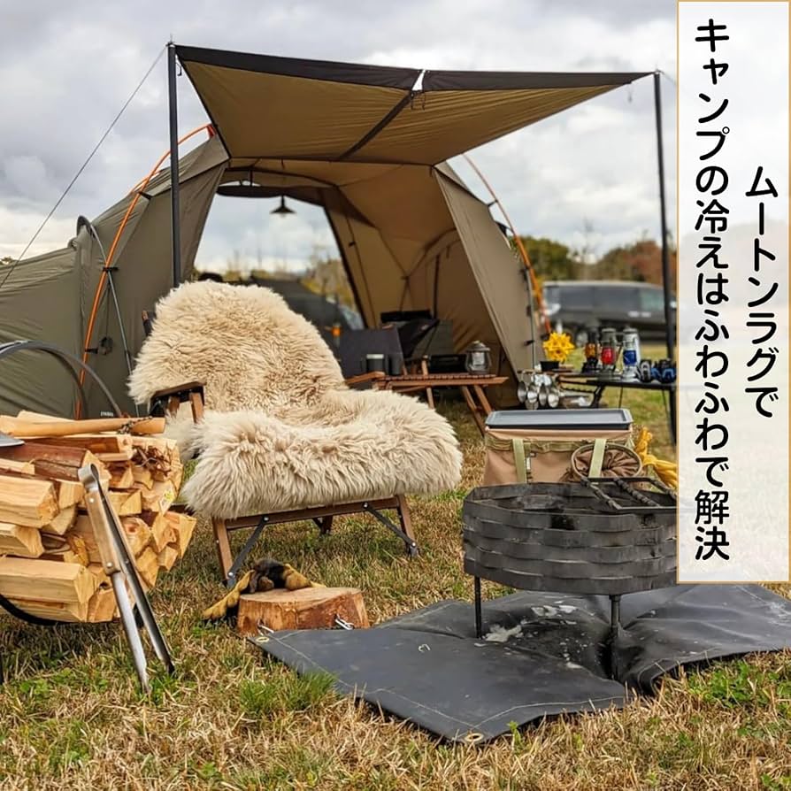 Amazon | MIMIER ムートンラグ 天然ムートン キャンプ 長毛 高級贅沢