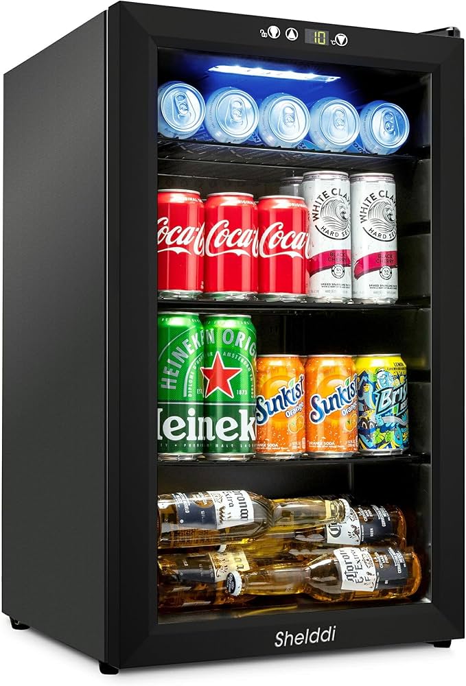 Amazon | Shelddi 冷蔵庫 75L 透明ガラスドア 幅49cm 小型 ミニ