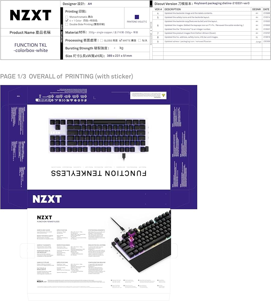 Amazon.co.jp: NZXT FUNCTION TENKEYLESS ゲーミングキーボード