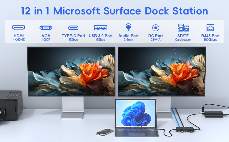 Amazon.com: MS Surface Thunderbolt 4 Dock Triple Display 4K HDMI*2