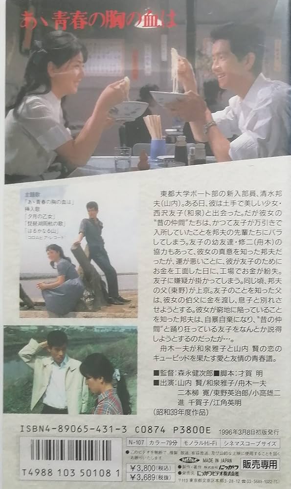 Amazon.co.jp: あゝ青春の胸の血は [VHS] : 舟木一夫, 山内賢, 森永