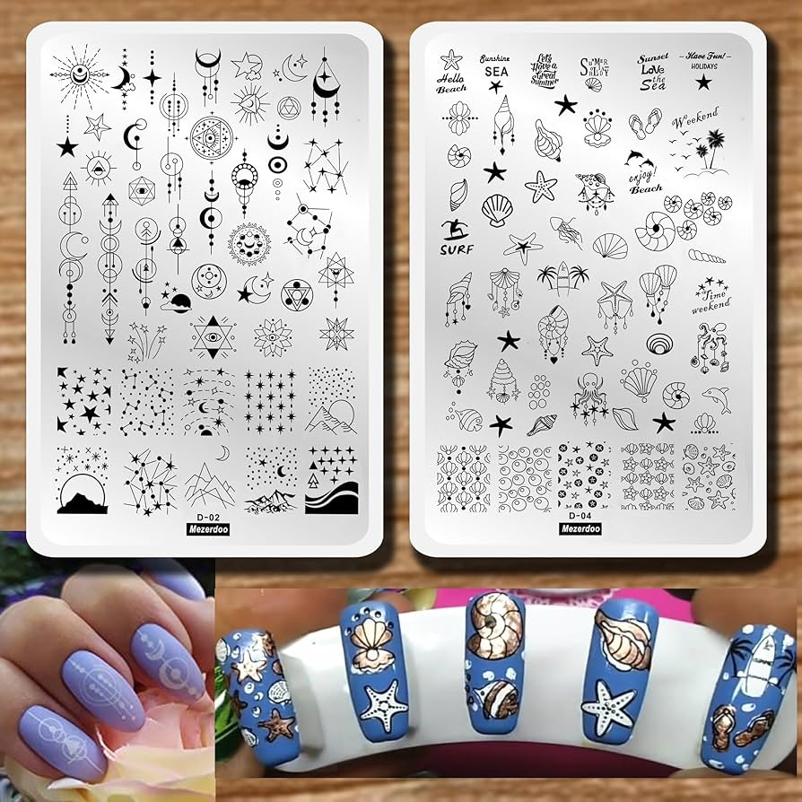 Amazon.co.jp: 2枚のシーシェルパターンネイルスタンピングプレート