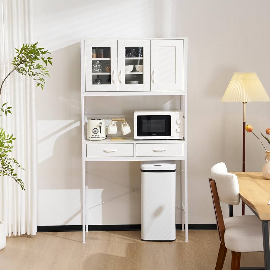 Amazon｜Donext 食器棚 ゴミ箱上ラック レンジ台 スリム 大容量 幅93.5