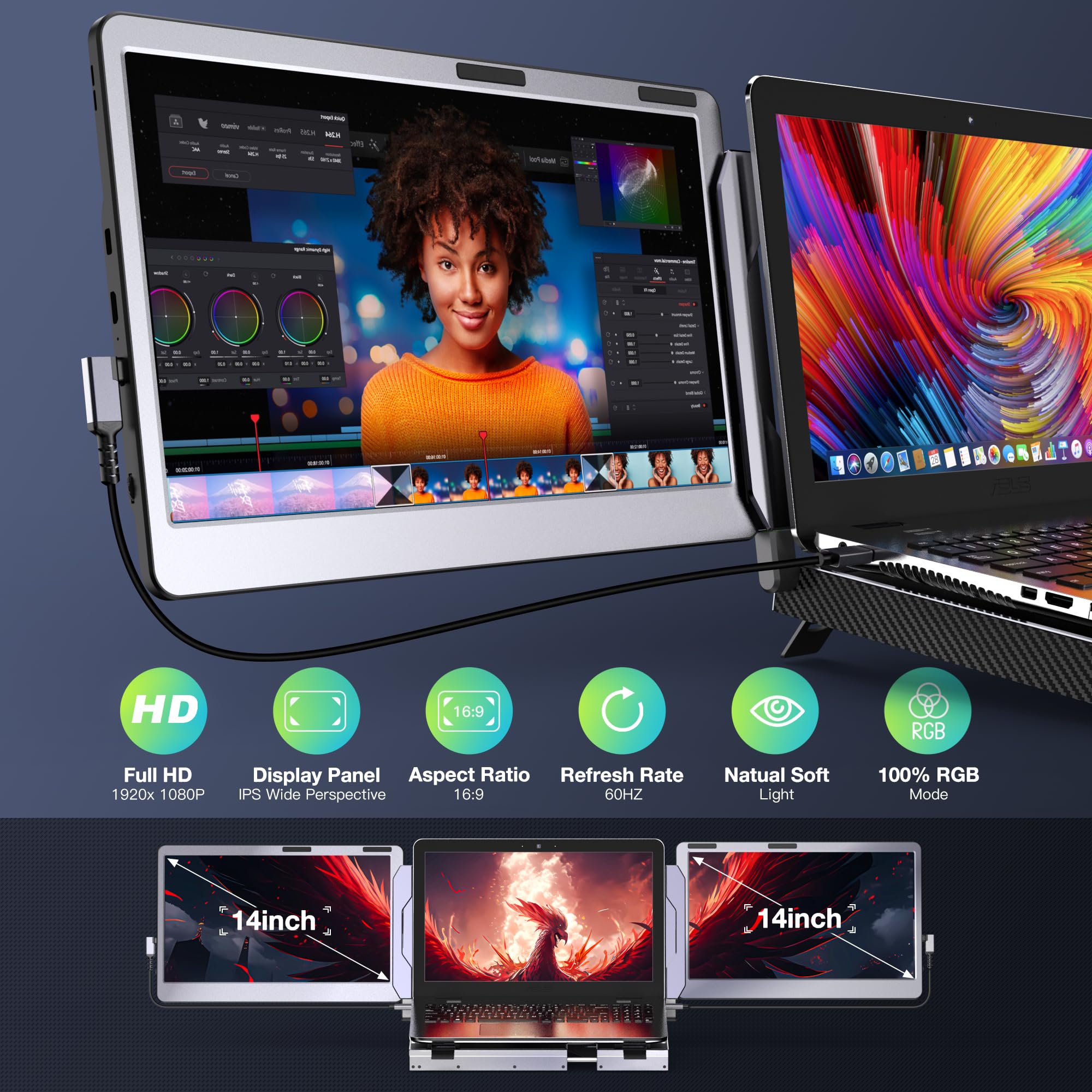 Amazon.co.jp: Kwumsy トリプルノートパソコンモニターエクステンダー