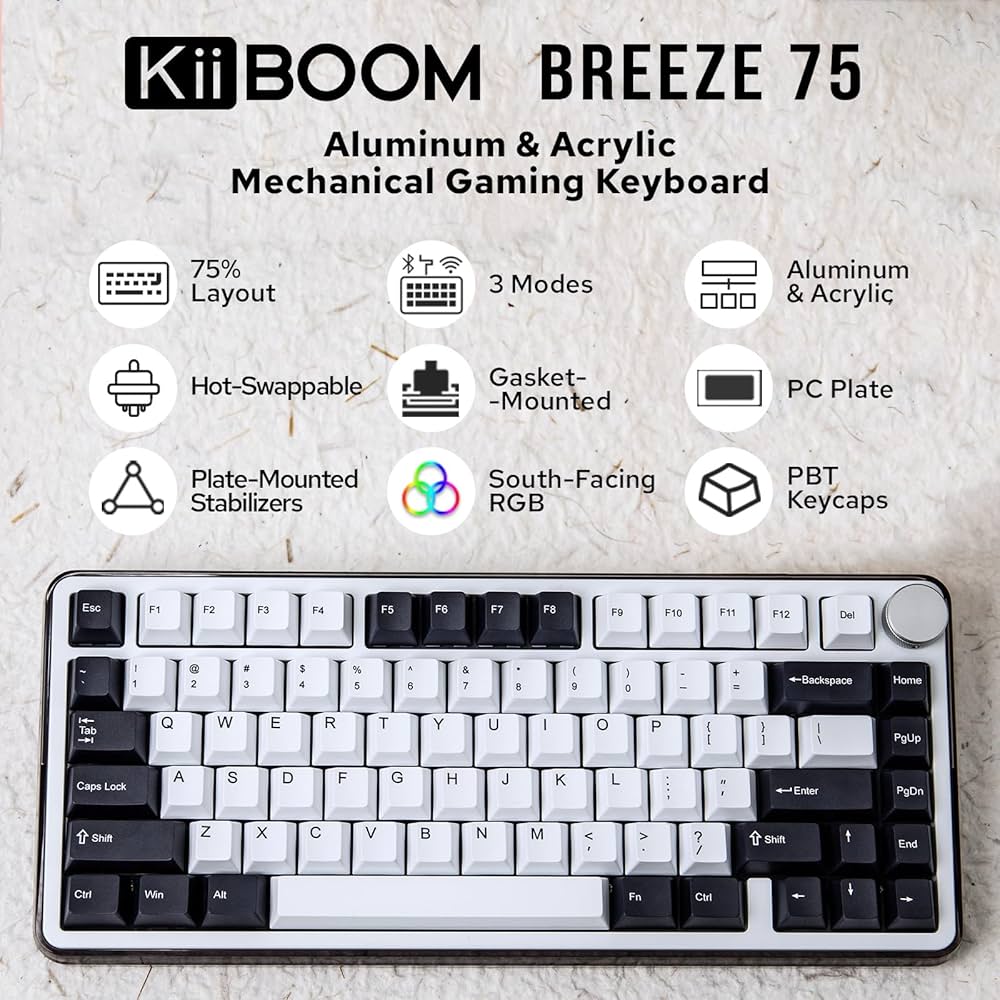 Amazon | KiiBOOM Breeze 75 75% CNCアルミニウムとアクリルワイヤレス