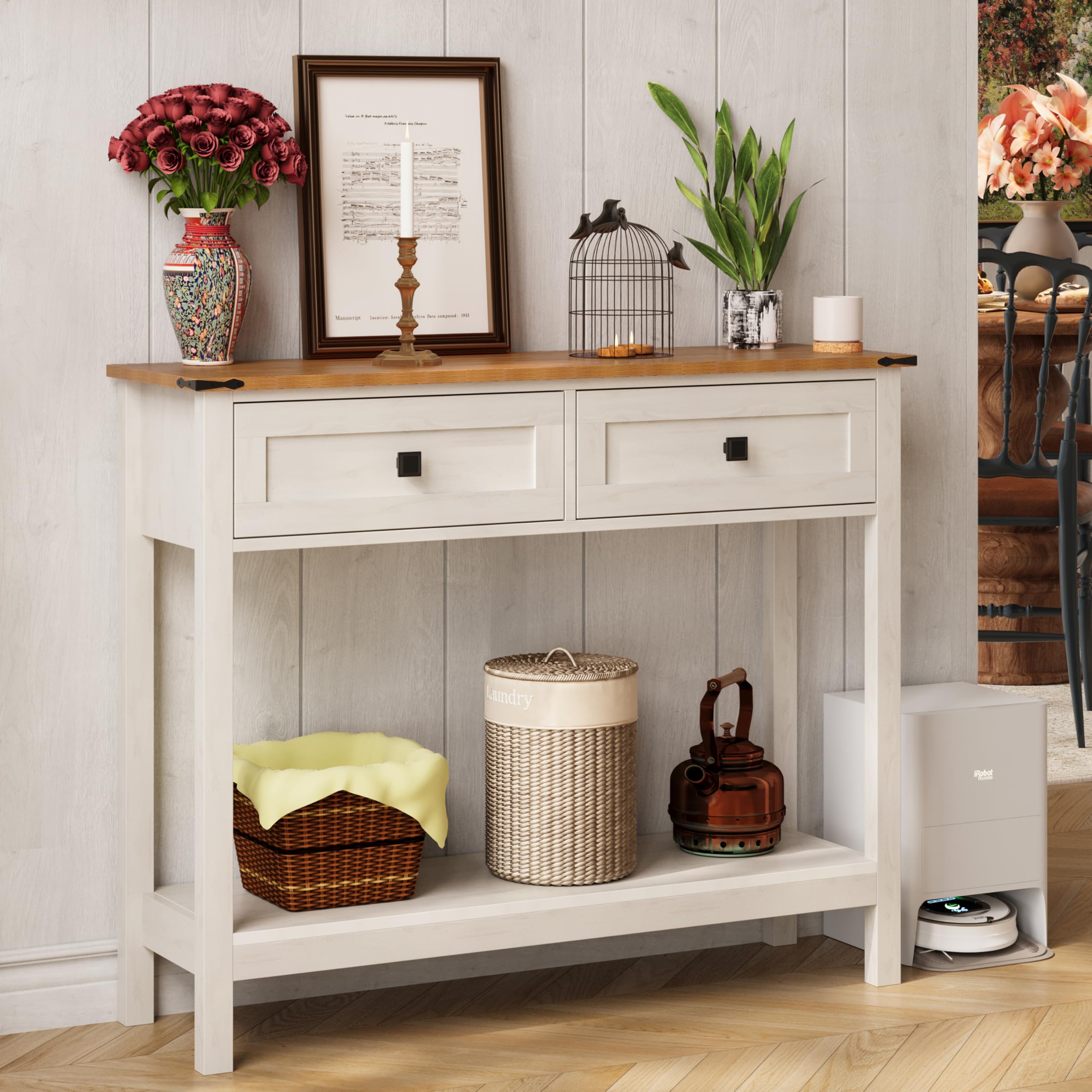 Amazon.com: Trironsun Farmhouse Console Table with 2 Drawer for