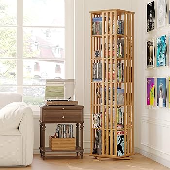 Amazon.com: XIMN 360° Rotating Bamboo CD/DVD Shelf - 6-Tier Space