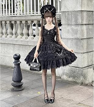 Amazon.co.jp: [ボズとガルヤ] ゴシック風 ロリータワンピース 透け感