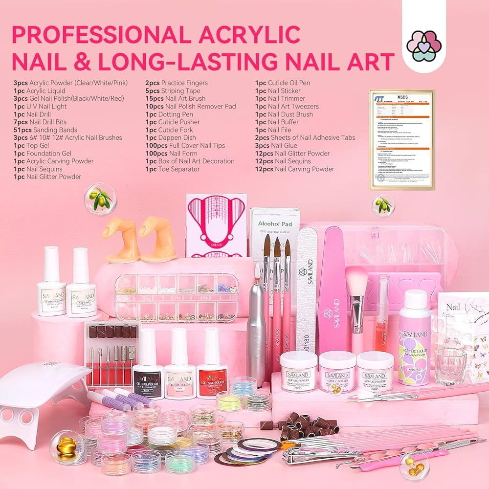 Amazon.com: SAVILAND Acrylic Nail Kit with Drill: Professional