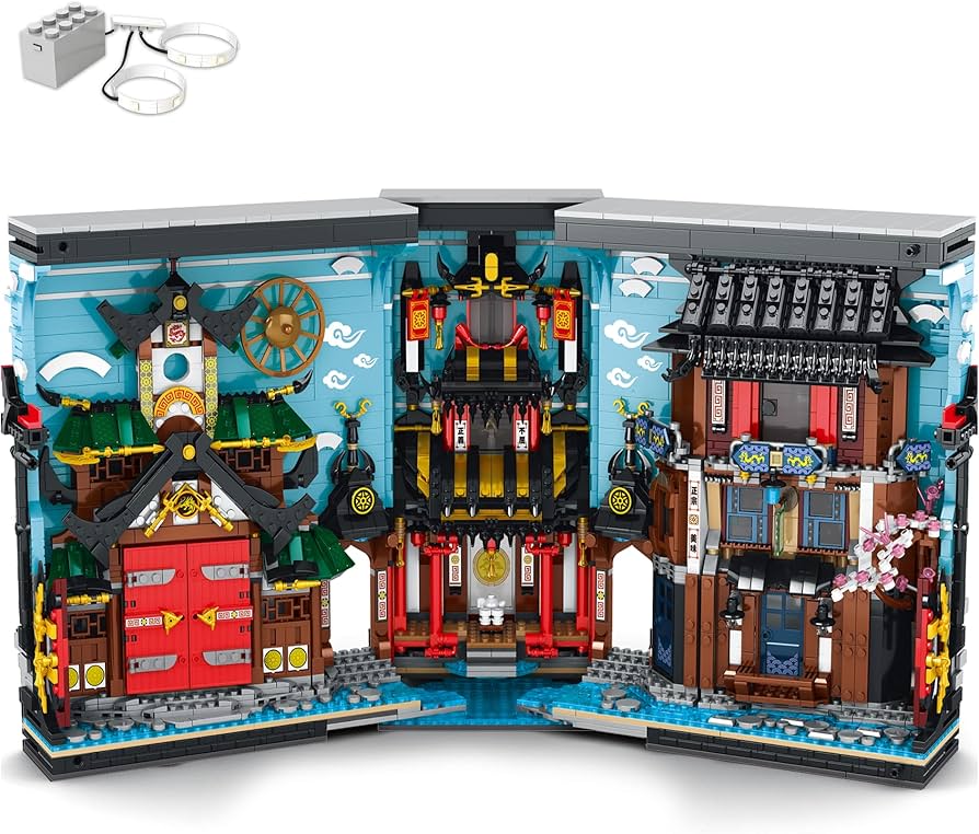 Reobrix 66029 Ninja Building Blocks Set, Book Nook Kit with LED