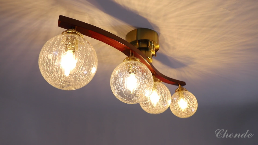 Amazon.co.jp : Chende シーリングライト ガラス 4灯 木 LED