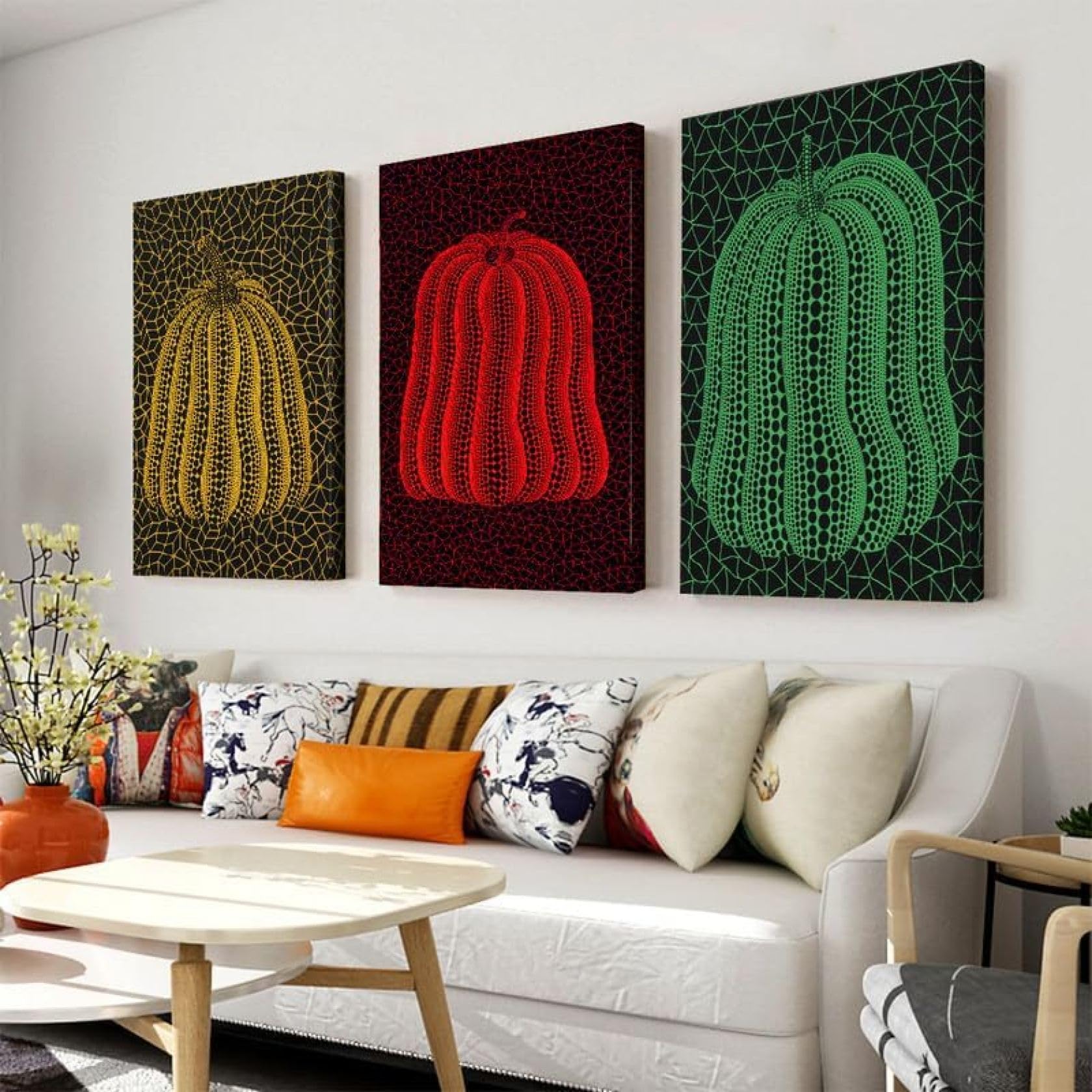 Amazon.co.jp: 草間彌生 アートパネル 3枚セット飾り絵 ポスター抽象