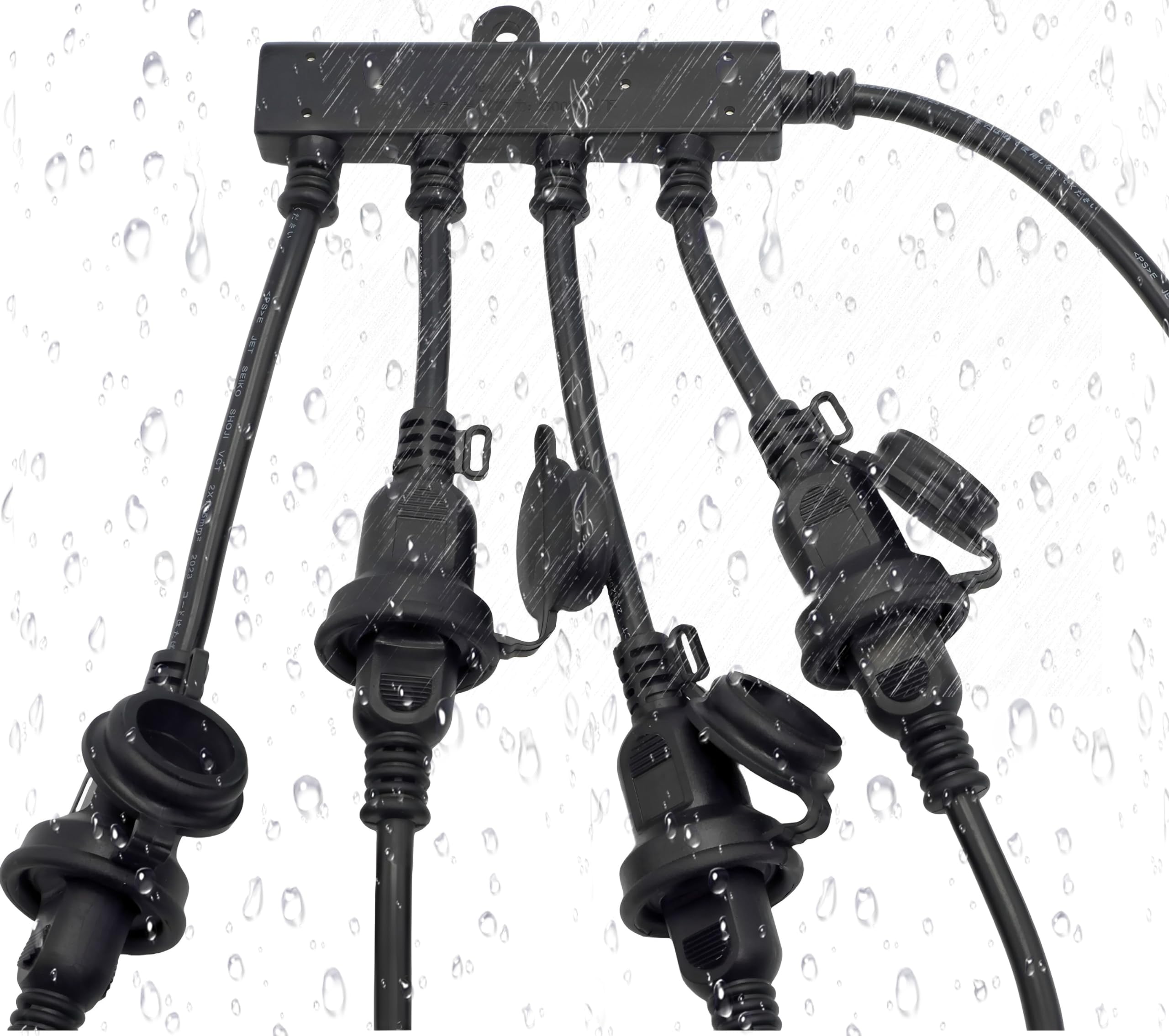 Amazon.co.jp: 電源ケーブル 短い 屋外用 4個口 15A 1500w 防雨型