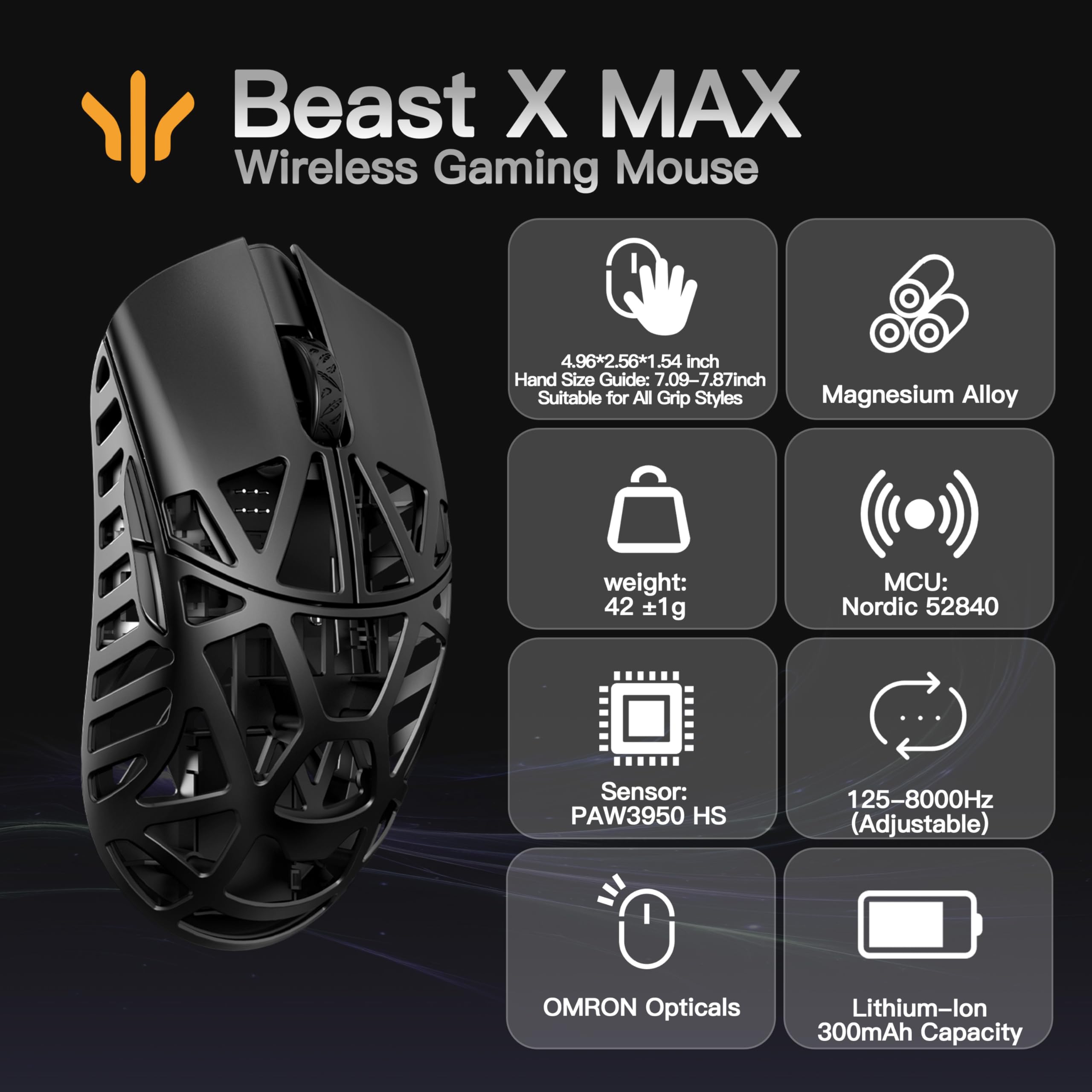 Amazon.com: KEEBMONKEY WLMOUSE Beast X Max Wireless Gaming Mouse