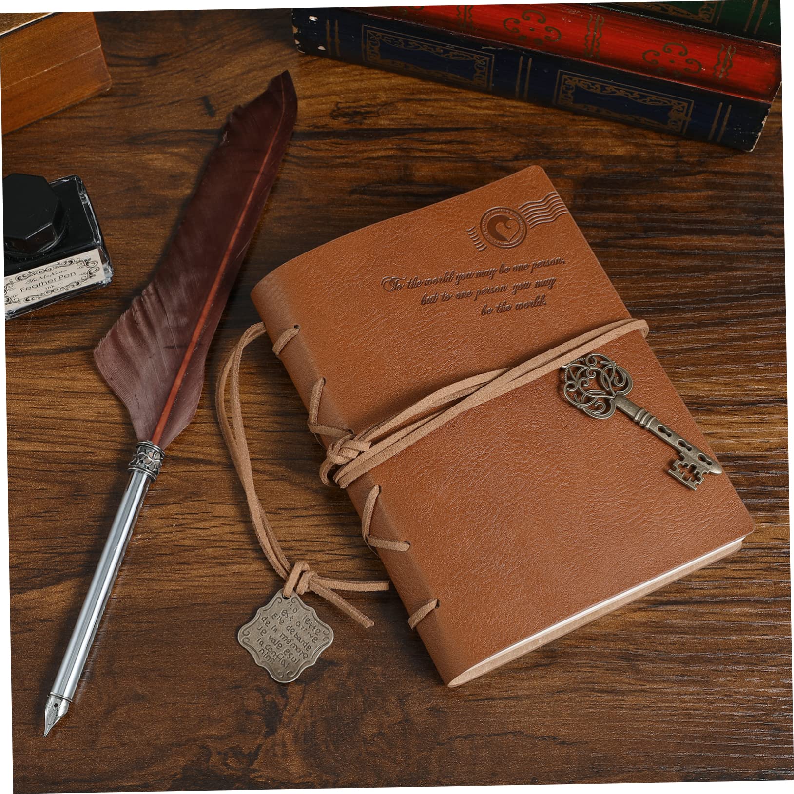 Amazon | EXCEART 赤 革 日記 紙 ジャンク ノート 古い ノート 空白