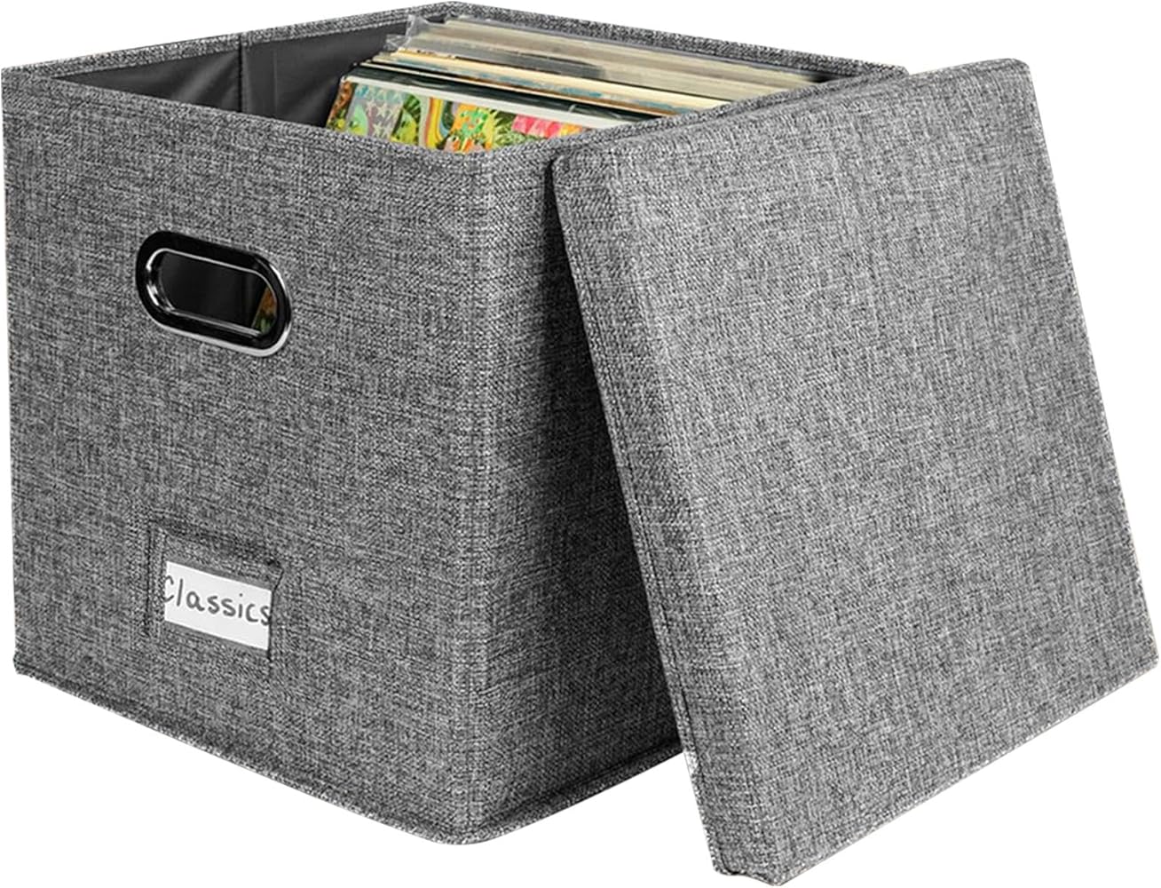 Amazon.co.jp: 蓋付きビニールレコード収納ボックス - 積み重ね可能な