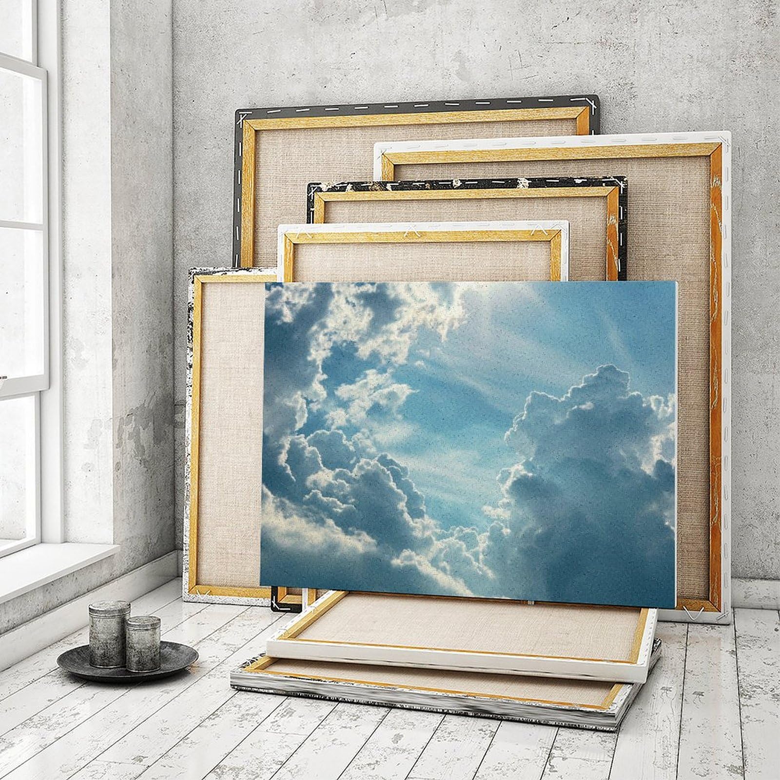 Amazon | 青い空と白い雲 数字キットによる絵画 数字油絵 魅力的な色の