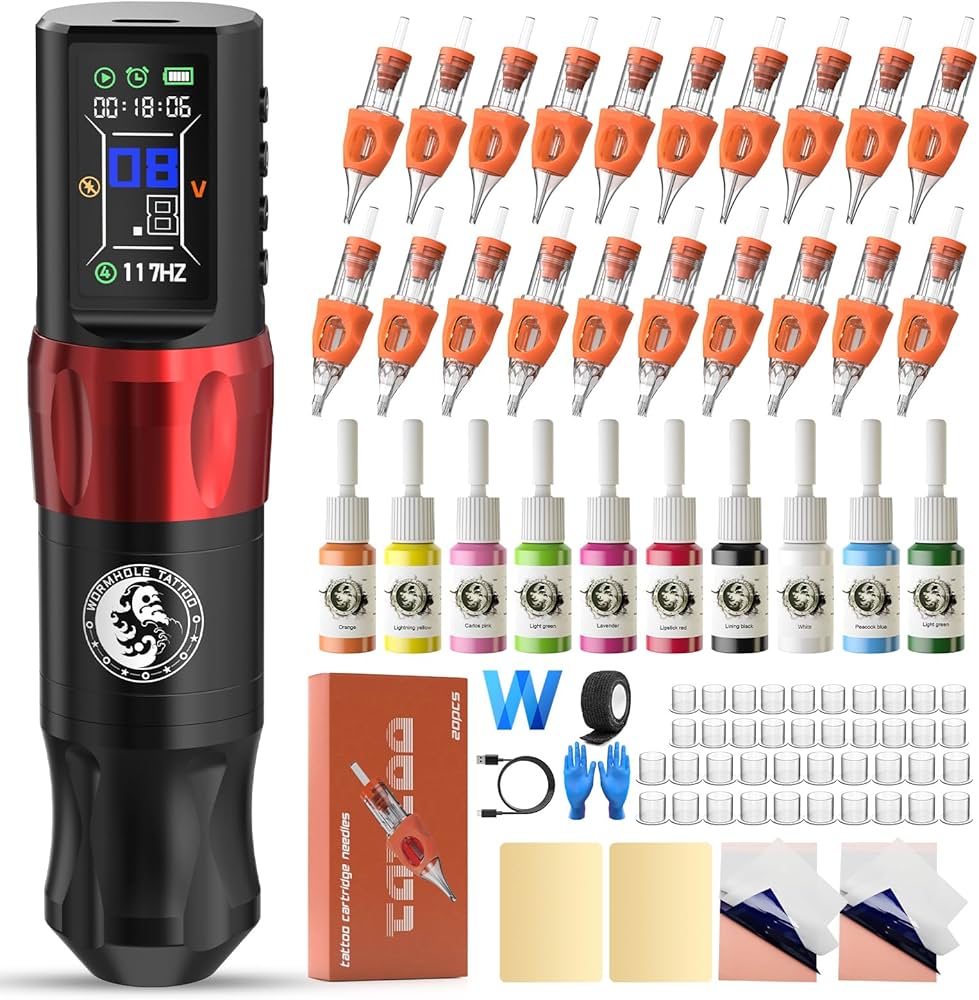 Amazon.com: Wormhole Tattoo Gun Kit Wireless Tattoo Machine