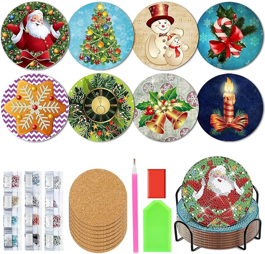 Amazon | ダイヤモンドアート コースター キット 8個入 DIY クリスマス