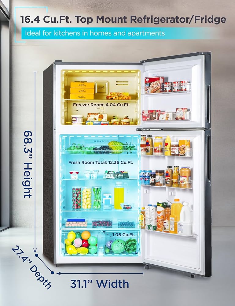 Amazon.com: BLACK+DECKER 16.4 Cu. Ft. Top Mount Refrigerator with