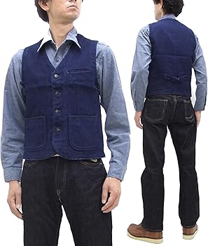 Amazon | (桃太郎ジーンズ) ベスト 04-010 桃太郎JEANS 刺し子ベスト