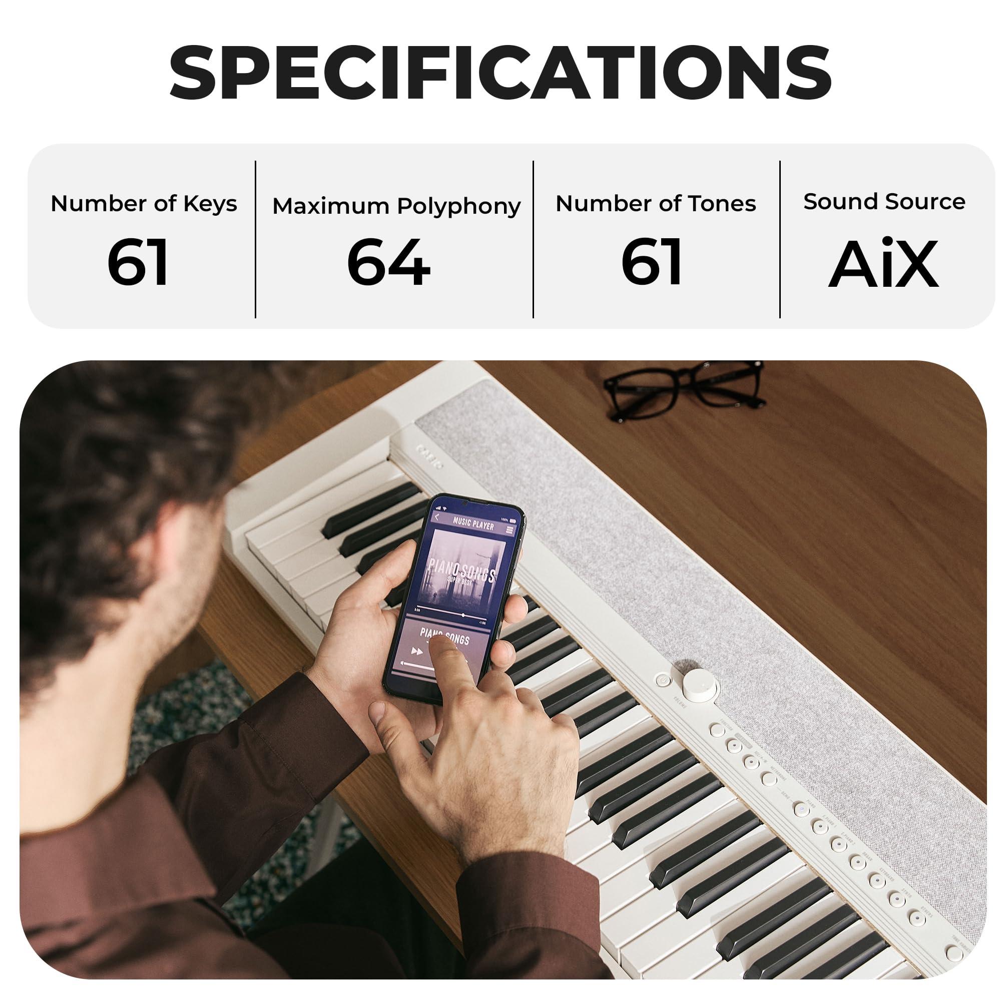 Amazon.com: Casio CT-S1 Casiotone 61-Key Portable Keyboard - White