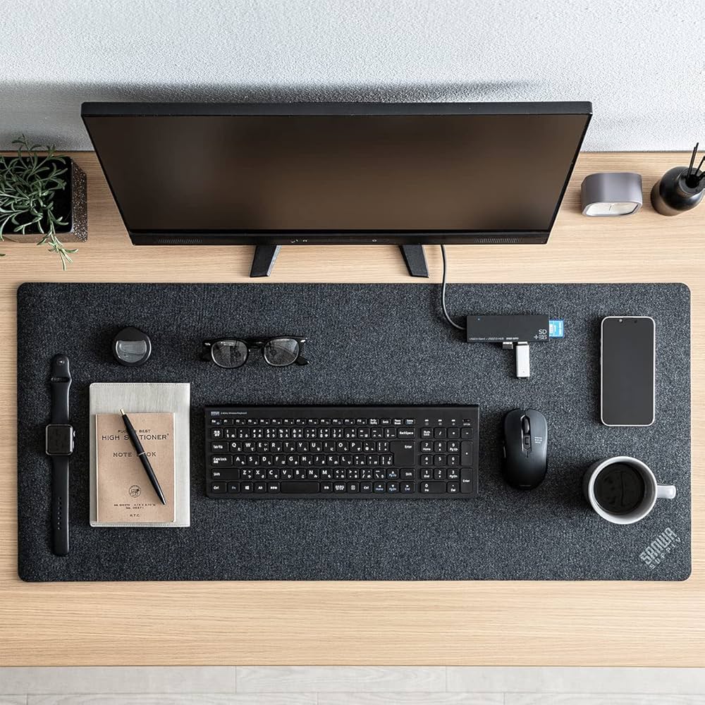 Amazon | サンワダイレクト デスクマット フェルト 90×40cm 傷・スレ