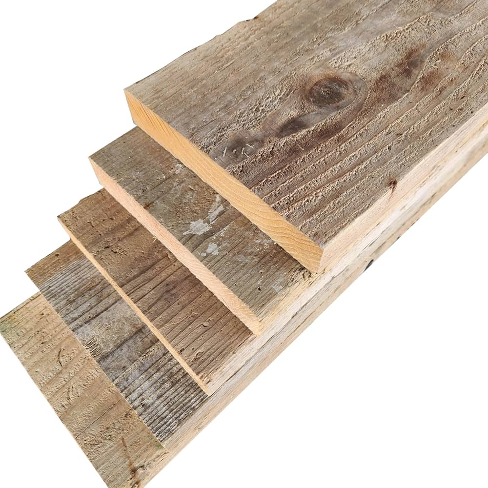 Amazon | WOODPRO【5-35R】杉足場板（古材） 35ミリ厚ラフ仕上げ 5枚