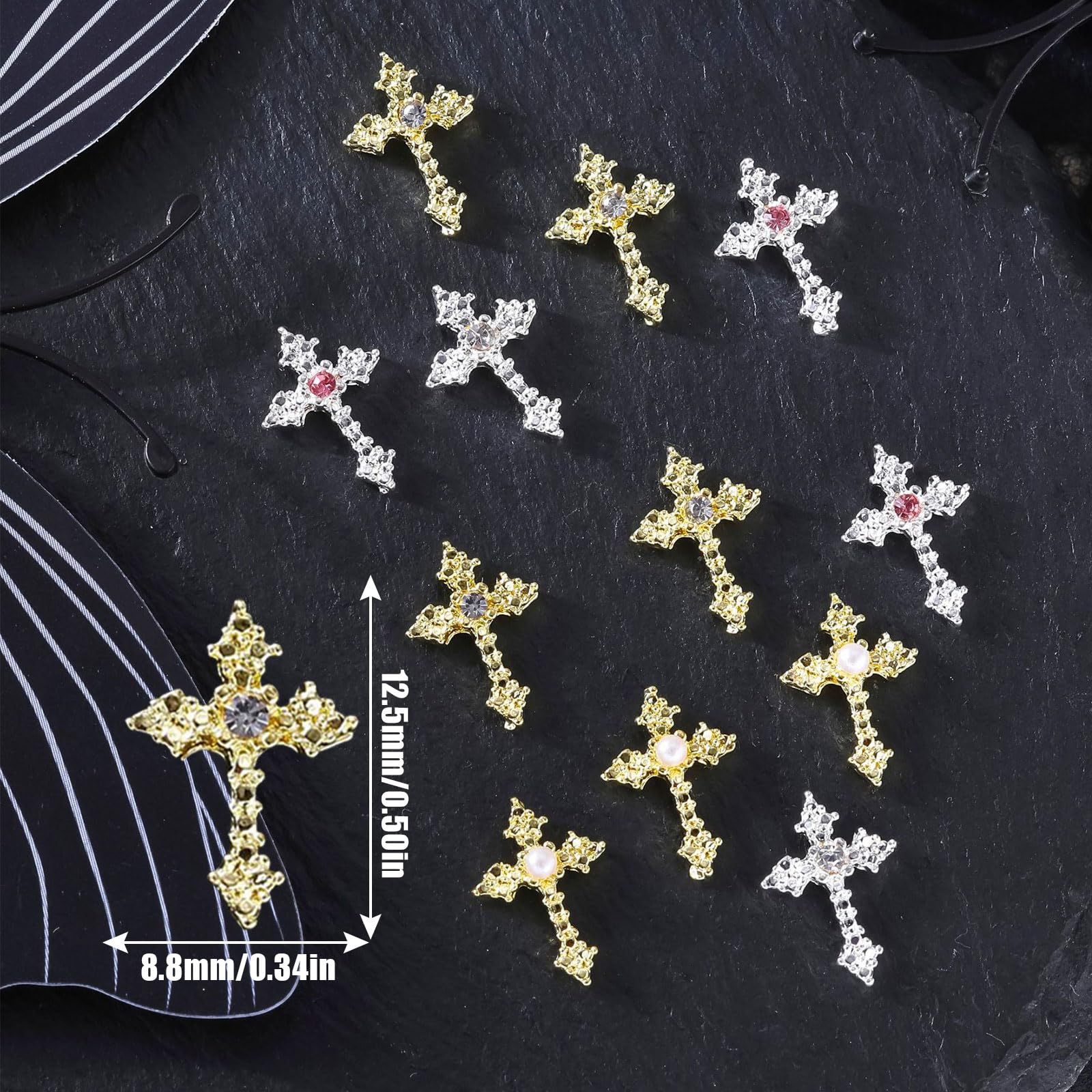 Amazon | ネイルパーツ 十字架 40個セット 3D 立体 キラキラ クロス