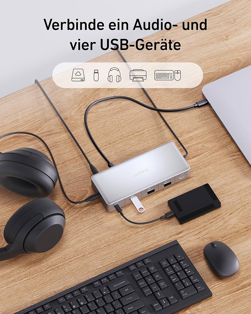 Anker Docking Station, KVM-Switch für Desktop-PC und Laptop, Dual