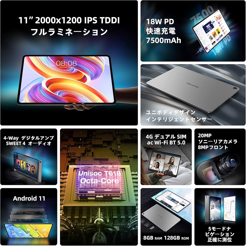 Amazon.co.jp: タブレット Android 11、TECLAST T50 タブレット 11