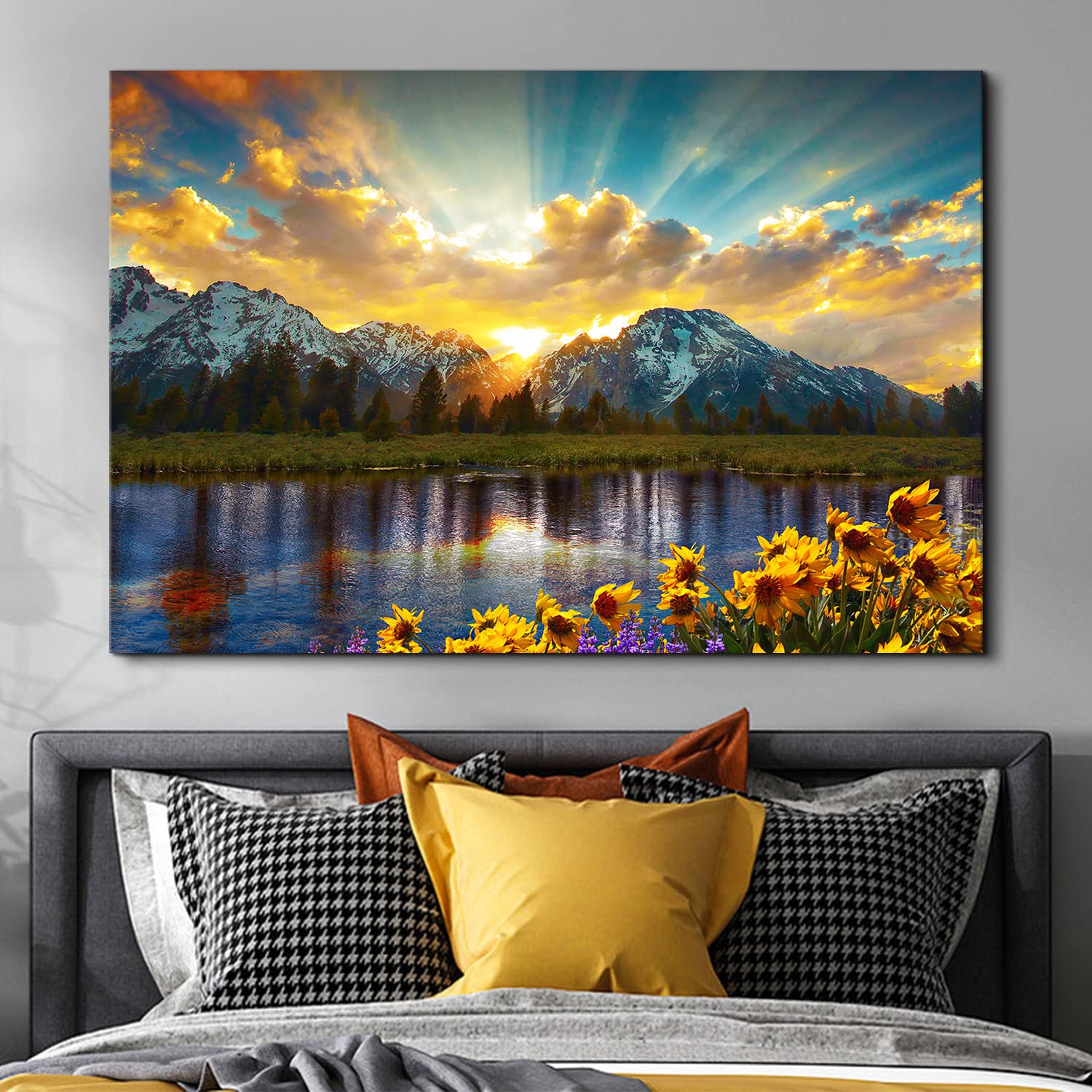 Amazon.com: Sunset Mountain Wall Art, Grand Teton National Park
