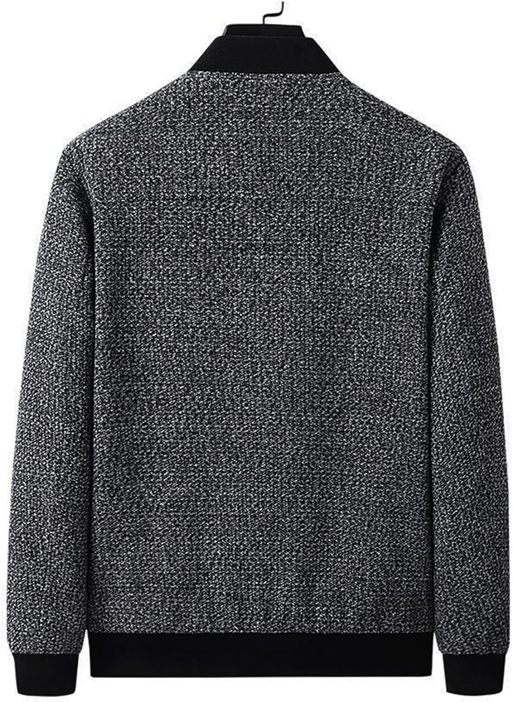 Men's Flap Pocket Cropped Wool Coat Stand Collar Zipper Casual