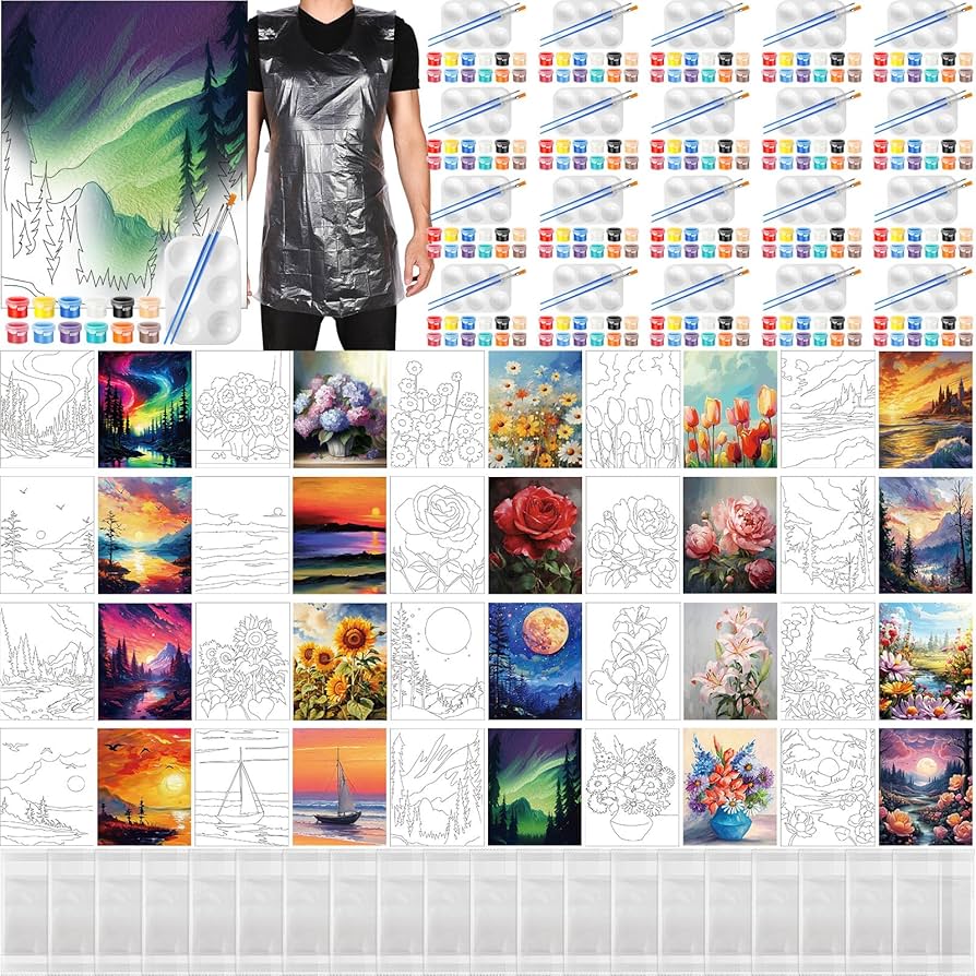 Amazon.com: Dispowreath 20 Pack Pre Drawn Canvas for Painting