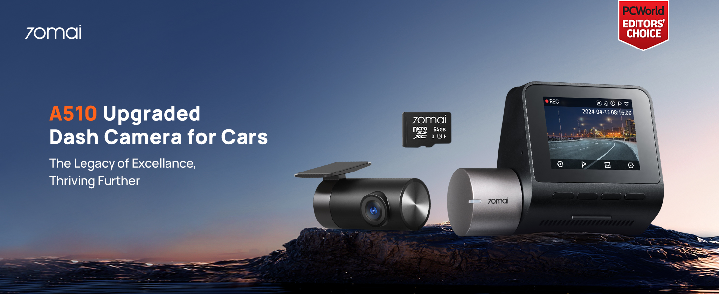 Amazon.com: 70mai Dash Cam Front and Rear A510,1944P+1080P with