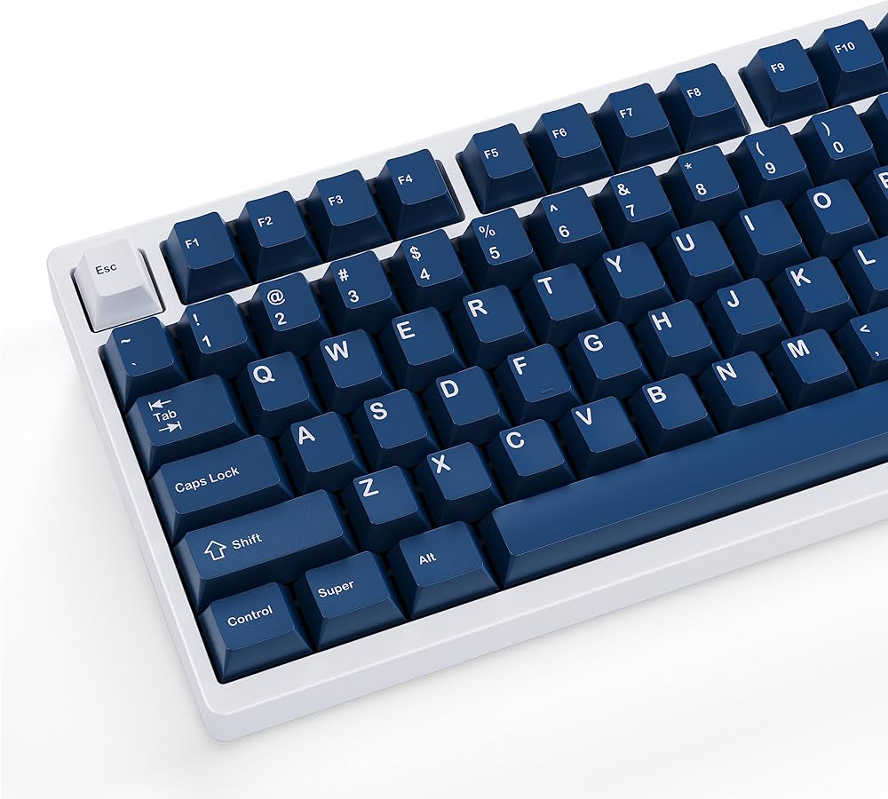 Amazon | kfaPBT ホワイトオンネイビー メカニカルキーボード用キー