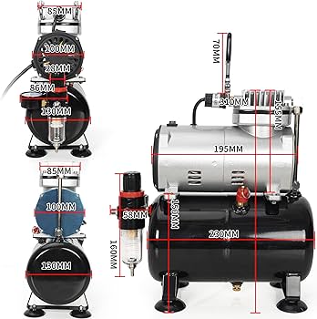 Amazon.co.jp: BQKOZFIN エアブラシ コンプレッサー セット ダブル