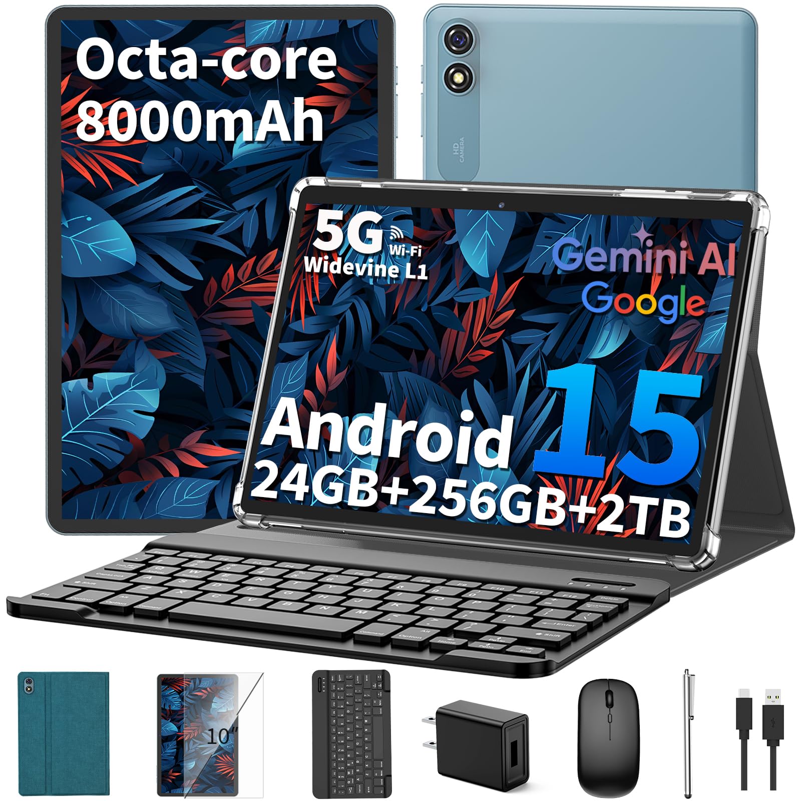 Amazon.com : Android 15 Tablet 10 inch, 2025 Tablet with Keyboard