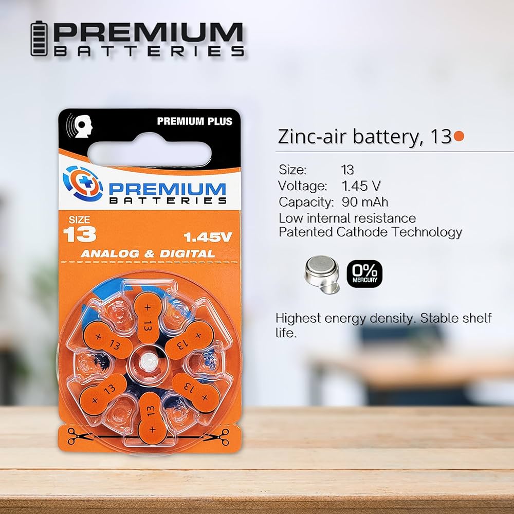 Amazon.com: Premium Batteries Size 13 ZA13 P13 PR48 1.45V Zinc Air
