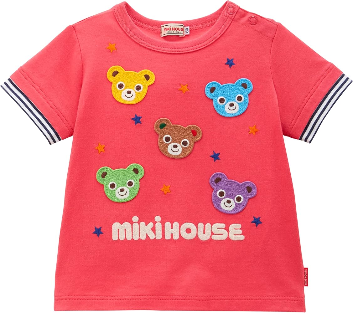 Amazon.co.jp: [ミキハウス] Tシャツ 半袖 くま ロゴ 男の子 女の子