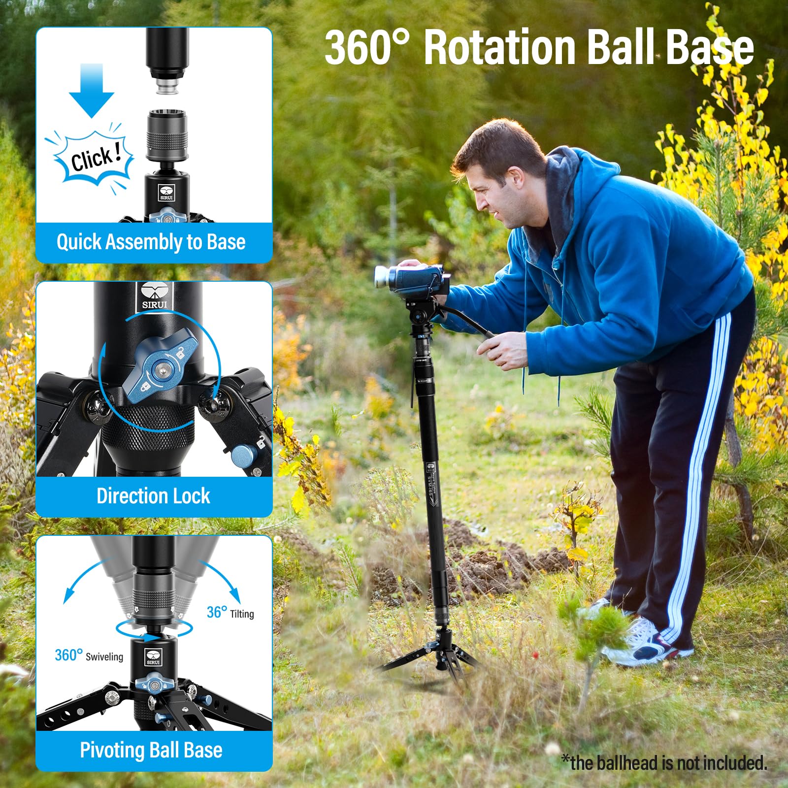 Amazon | SIRUI SVM-165 カメラ一脚 足付き 68.7インチ