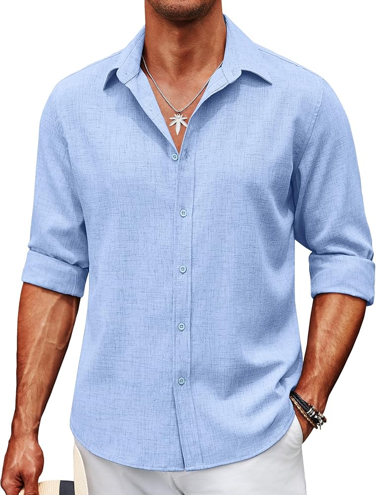 COOFANDY Men's Casual Button Down Shirt Long Sleeve Untucked