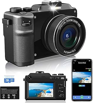 Amazon.com : 4K 48MP Digital Camera for Photography: 18X Zoom Dual
