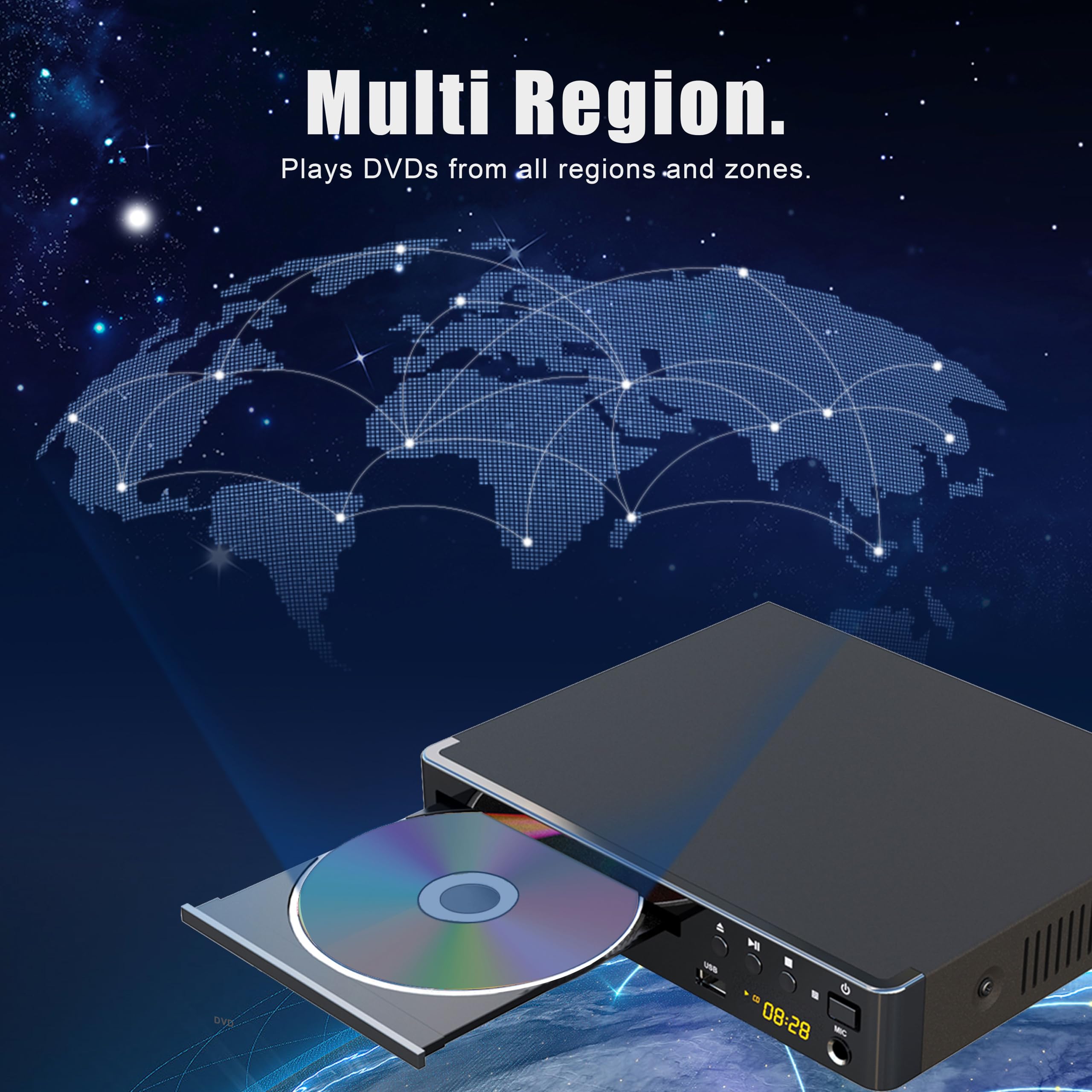 LONPOO Compact Region Free Disc DVD Player, AV Output,PAL/NTSC