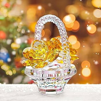 Amazon.co.jp: H&D HYALINE & DORA クリスタルフラワーバスケット 置物
