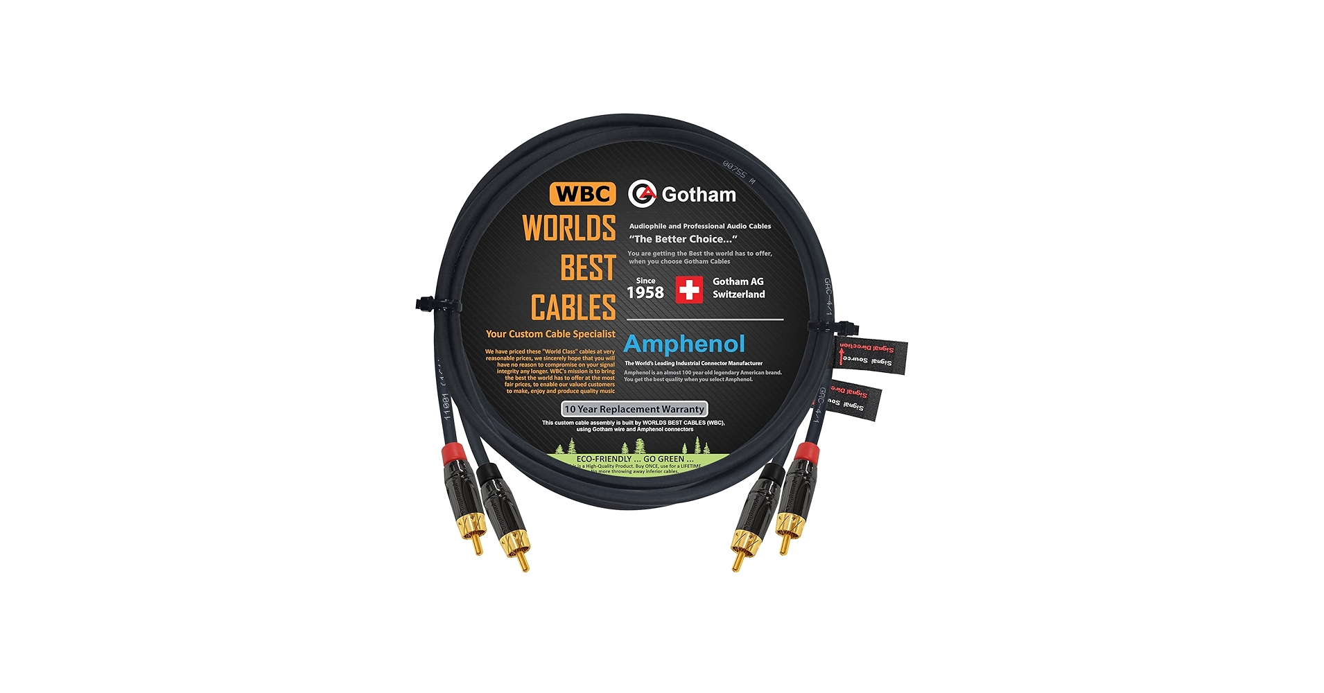 Amazon.com: 3 Foot RCA Cable Pair - Gotham GAC-4/1 (Black) Star