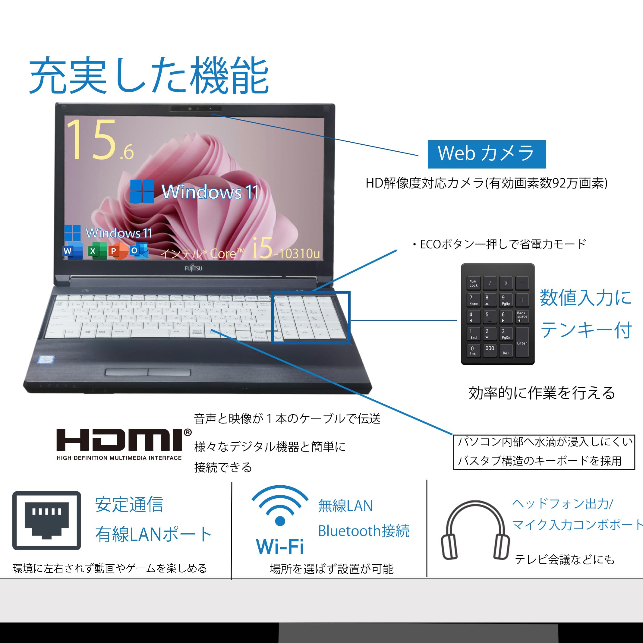 Amazon.co.jp: WEBカメラ内蔵 ノートパソコン LIFEBOOK A5510 / 最新MS