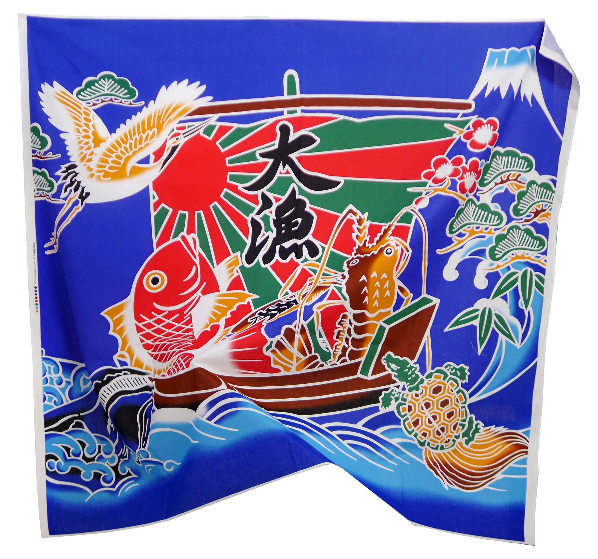 Amazon | NASKA 生地 大漁旗 約110cm幅×100cm Col.3 青 パネル 85801