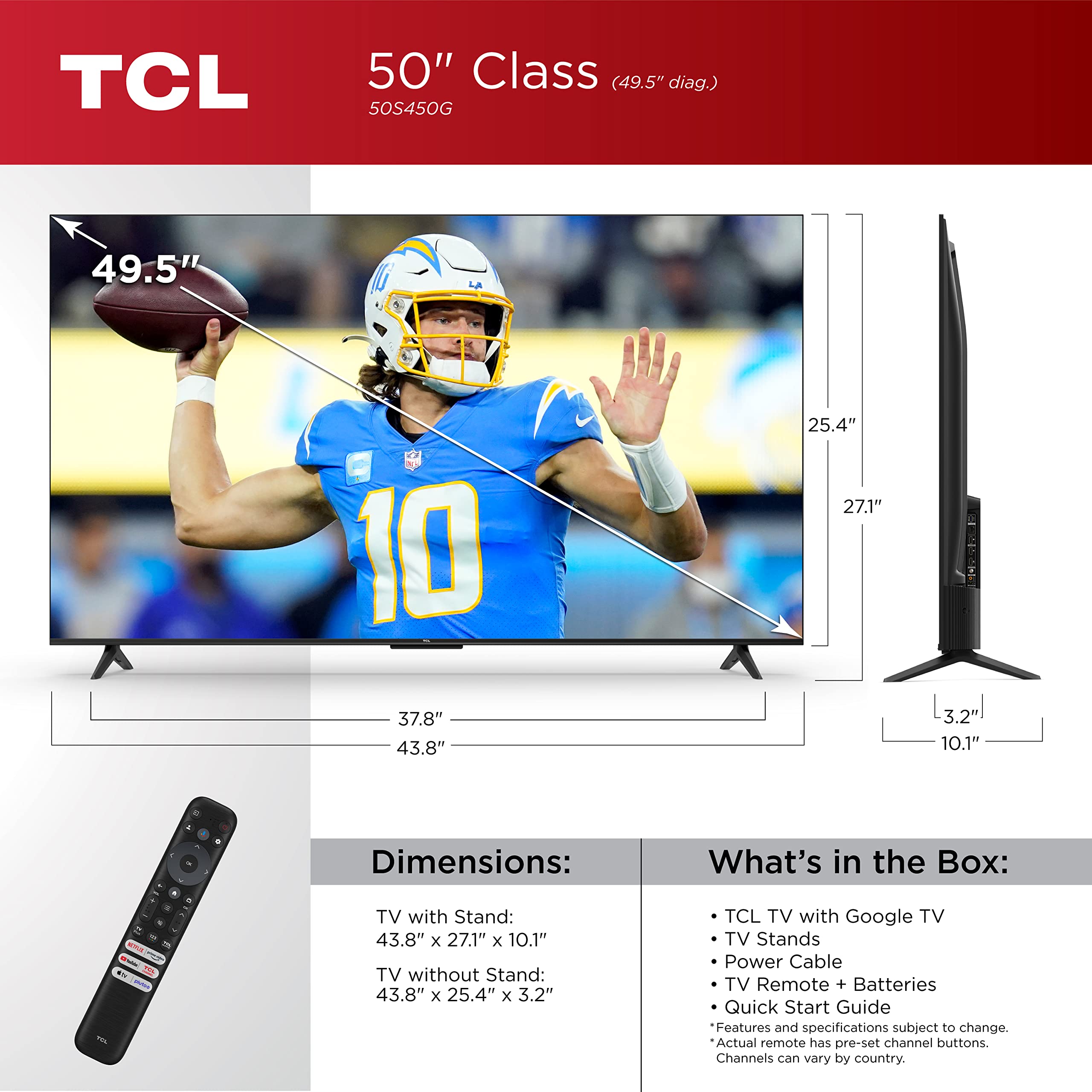 Amazon.com: TCL 50-Inch Class S4 4K LED Smart TV with Google